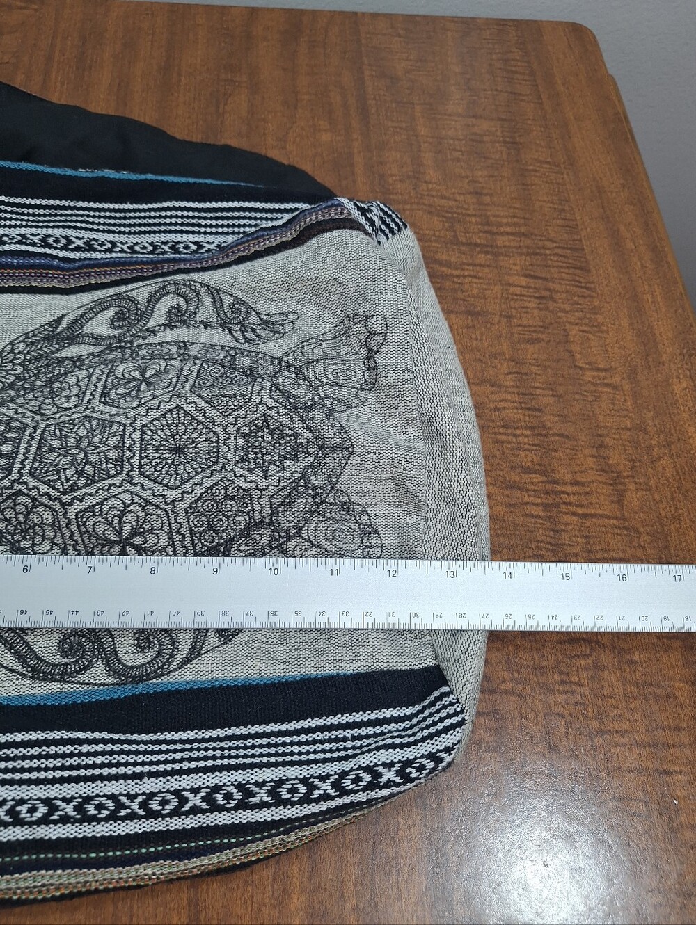 Handmade Cotton Sea Turtle Hobo Crossbody Sling Bag Wide Strap Gray Boho Hippie - Picture 9 of 16